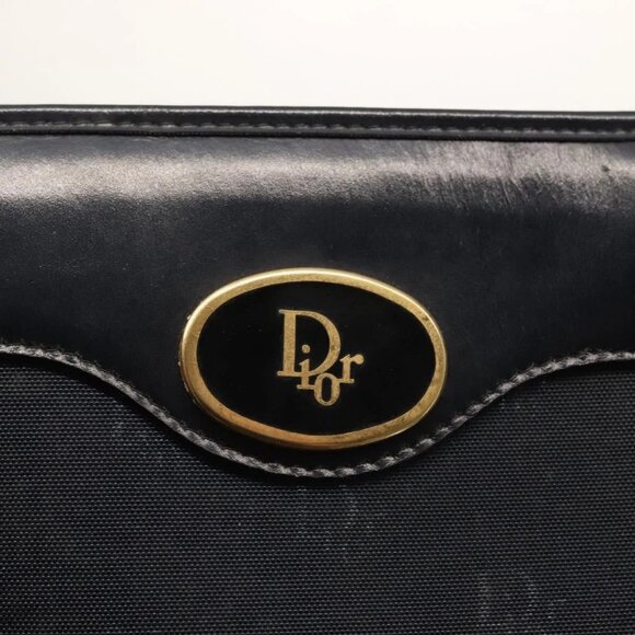 Christian Dior Honeycomb Canvas Hand Bag Navy Gold Auth BA6027 - Picture 12 of 16